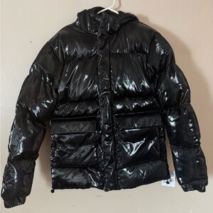 ASOS DESIGN Men’s High Shine Black Puffer Jacket